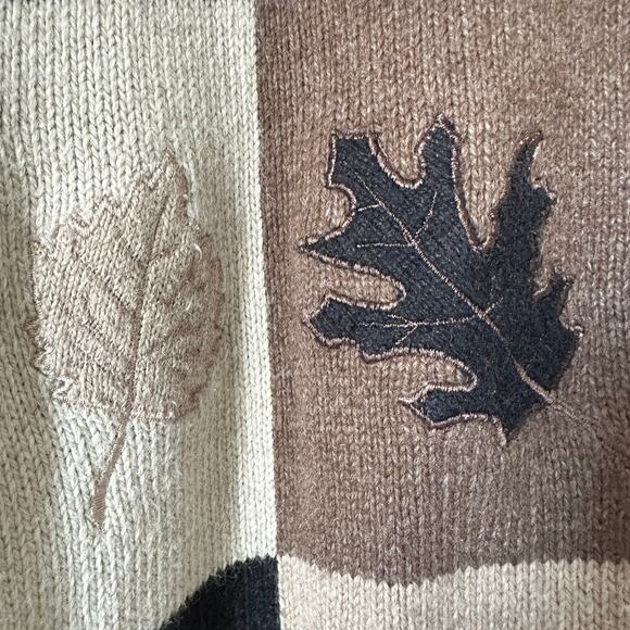 Croft Barrow Cardigan Sweater LARGE Embroidered Fall Leaves Cottage Grandma - Picture 3 of 9